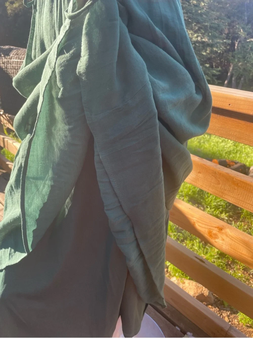 Trixxi Sage Green CottageCore Maxi Dress with Corset Tie and Ruffle Sleeves - Picture 9 of 11